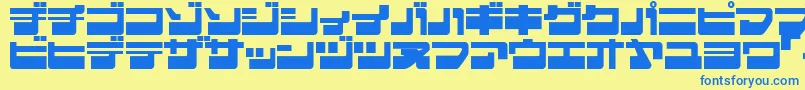 フォントEjecjlp – 青い文字が黄色の背景にあります。