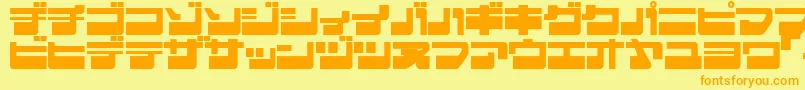 フォントEjecjlp – オレンジの文字が黄色の背景にあります。