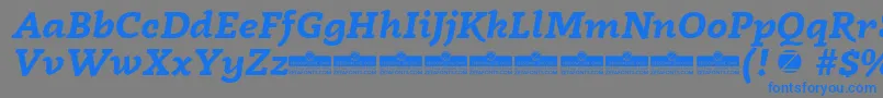 Czcionka Radcliffe Bold Italic trial – niebieskie czcionki na szarym tle