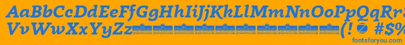 Radcliffe Bold Italic trial Font – Blue Fonts on Orange Background