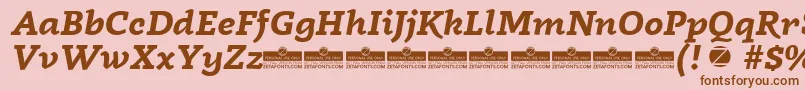 Czcionka Radcliffe Bold Italic trial – brązowe czcionki na różowym tle