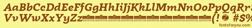 Czcionka Radcliffe Bold Italic trial – brązowe czcionki na żółtym tle