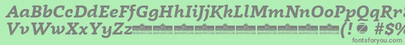 Fonte Radcliffe Bold Italic trial – fontes cinzas em um fundo verde