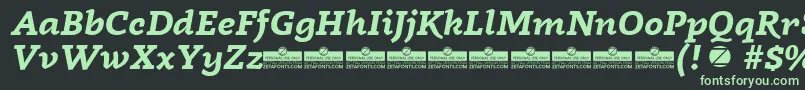 Fonte Radcliffe Bold Italic trial – fontes verdes em um fundo preto