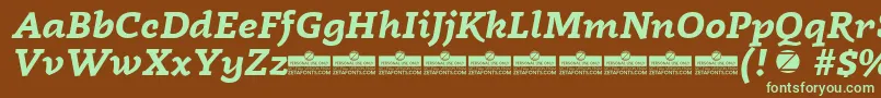 Radcliffe Bold Italic trial-fontti – vihreät fontit ruskealla taustalla