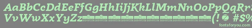 Fonte Radcliffe Bold Italic trial – fontes verdes em um fundo cinza