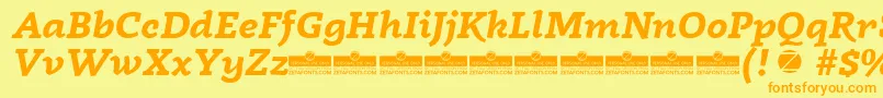 Radcliffe Bold Italic trial Font – Orange Fonts on Yellow Background