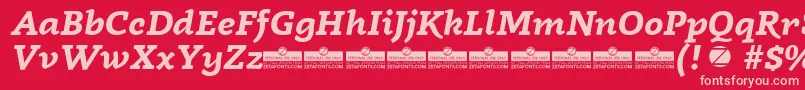 Czcionka Radcliffe Bold Italic trial – różowe czcionki na czerwonym tle