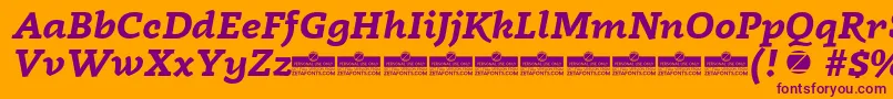 Radcliffe Bold Italic trial-fontti – violetit fontit oranssilla taustalla