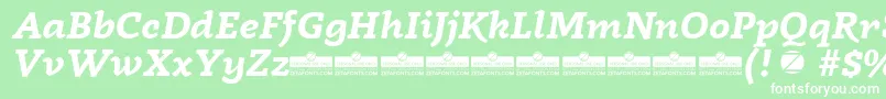 Fonte Radcliffe Bold Italic trial – fontes brancas em um fundo verde