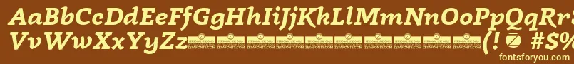 Czcionka Radcliffe Bold Italic trial – żółte czcionki na brązowym tle