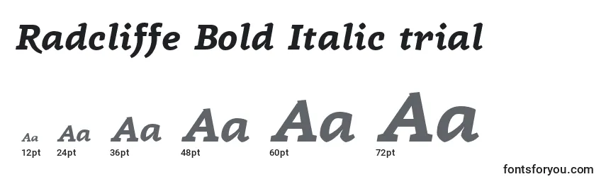 Größen der Schriftart Radcliffe Bold Italic trial