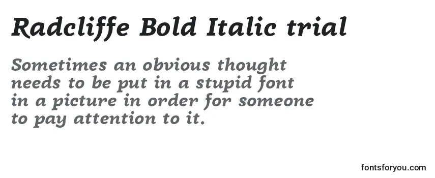 Review of the Radcliffe Bold Italic trial Font