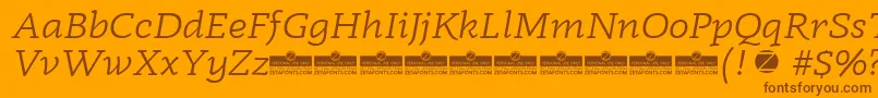 Radcliffe Book Italic trial Font – Brown Fonts on Orange Background