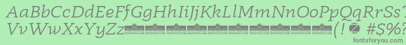 Fonte Radcliffe Book Italic trial – fontes cinzas em um fundo verde