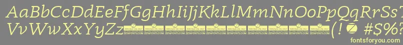 Radcliffe Book Italic trial-Schriftart – Gelbe Schriften auf grauem Hintergrund
