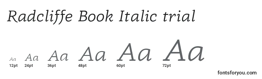Tamanhos de fonte Radcliffe Book Italic trial