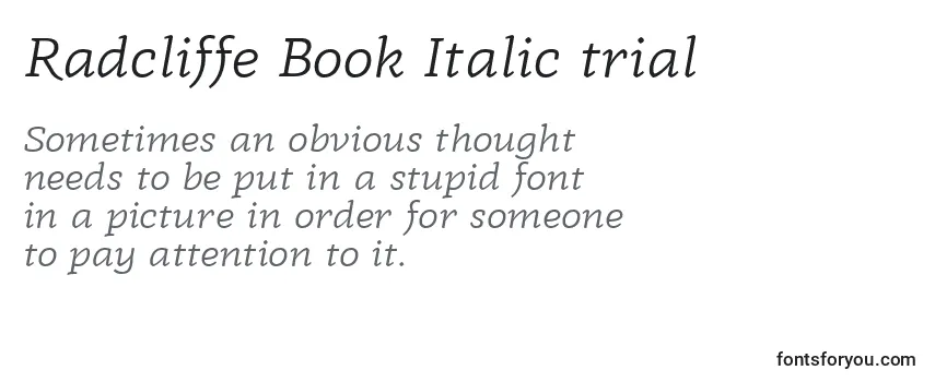 Review of the Radcliffe Book Italic trial Font