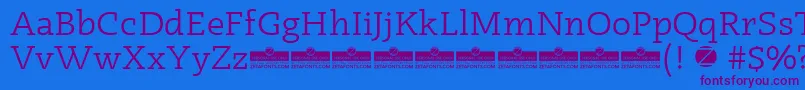 Czcionka Radcliffe Book trial – fioletowe czcionki na niebieskim tle