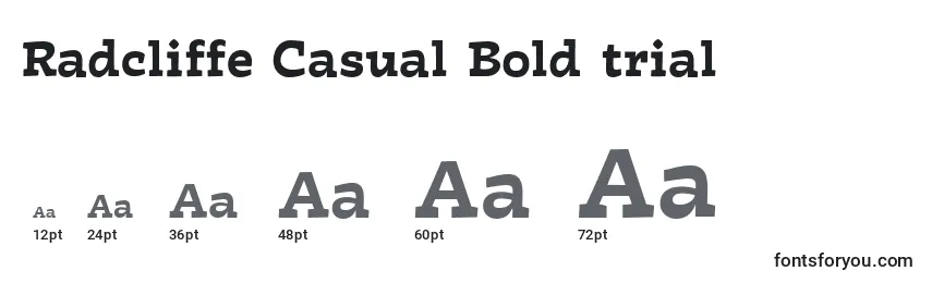 Размеры шрифта Radcliffe Casual Bold trial