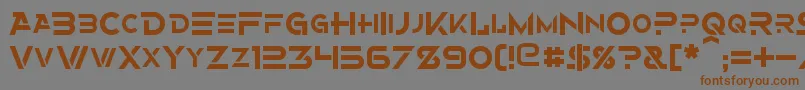 フォントAlternity – 茶色の文字が灰色の背景にあります。