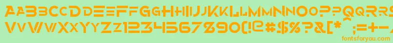 フォントAlternity – オレンジの文字が緑の背景にあります。