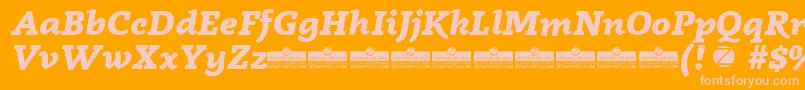 Radcliffe ExtraBold Italic trial Font – Pink Fonts on Orange Background