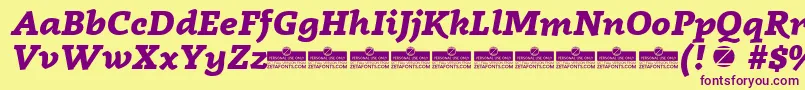 Radcliffe ExtraBold Italic trial Font – Purple Fonts on Yellow Background