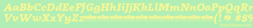 フォントRadcliffe ExtraBold Italic trial – 黄色の文字が緑の背景にあります
