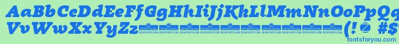 fuente Radcliffe Heavy Italic trial – Fuentes Azules Sobre Fondo Verde