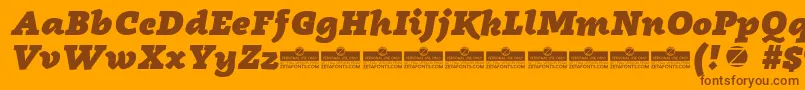 Radcliffe Heavy Italic trial Font – Brown Fonts on Orange Background