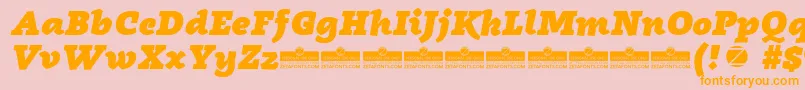 Radcliffe Heavy Italic trial Font – Orange Fonts on Pink Background