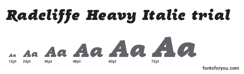 Размеры шрифта Radcliffe Heavy Italic trial