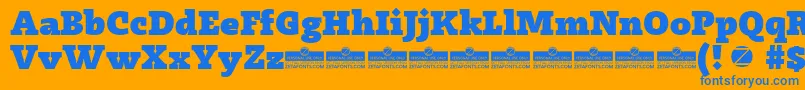 Radcliffe Heavy trial Font – Blue Fonts on Orange Background