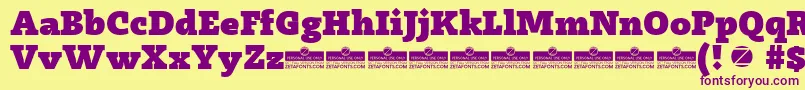 Radcliffe Heavy trial Font – Purple Fonts on Yellow Background