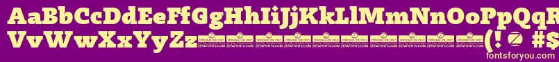 Radcliffe Heavy trial Font – Yellow Fonts on Purple Background