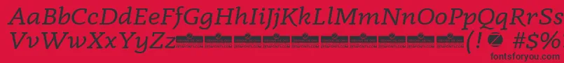 Radcliffe Italic trial-Schriftart – Schwarze Schriften auf rotem Hintergrund