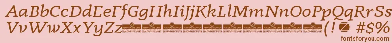 Fonte Radcliffe Italic trial – fontes marrons em um fundo rosa