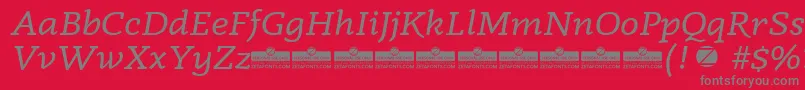 Radcliffe Italic trial-fontti – harmaat kirjasimet punaisella taustalla