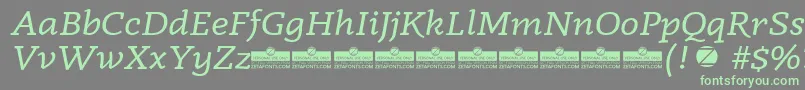 Fonte Radcliffe Italic trial – fontes verdes em um fundo cinza