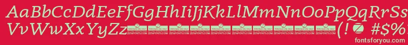 Radcliffe Italic trial Font – Green Fonts on Red Background