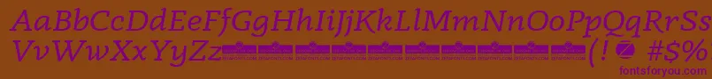 Radcliffe Italic trial Font – Purple Fonts on Brown Background