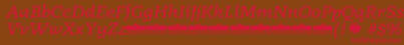 Radcliffe Italic trial Font – Red Fonts on Brown Background
