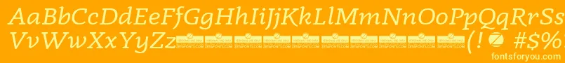 Radcliffe Italic trial Font – Yellow Fonts on Orange Background