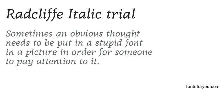 Fonte Radcliffe Italic trial