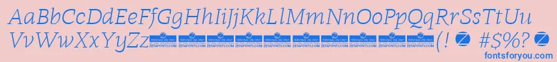 Radcliffe Light Italic trial Font – Blue Fonts on Pink Background