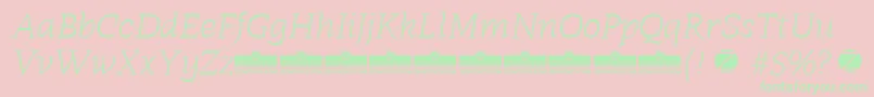 Radcliffe Light Italic trial Font – Green Fonts on Pink Background