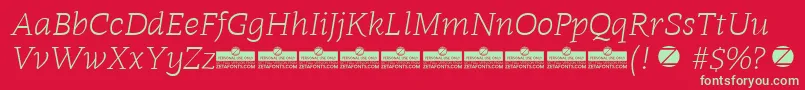 Radcliffe Light Italic trial Font – Green Fonts on Red Background