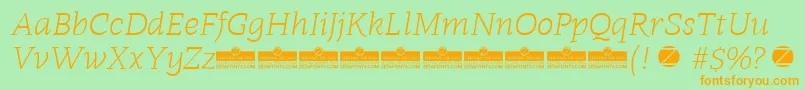 Radcliffe Light Italic trial Font – Orange Fonts on Green Background