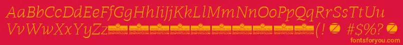 Radcliffe Light Italic trial Font – Orange Fonts on Red Background